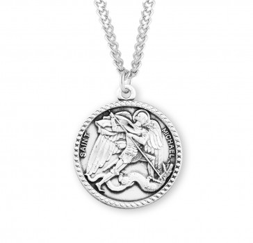 Saint Michael Round Sterling Silver Medal 