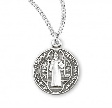 Saint Benedict Round Sterling Silver Medal 