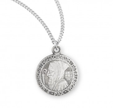 Sterling Silver Small Profile St. Benedict Medal-18" Ch-Bxd