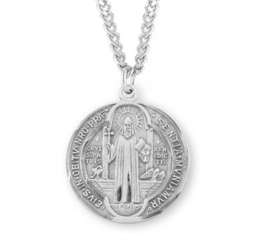 Sterling Silver Lrg Rd St Benedict 24" Ch-Bxd