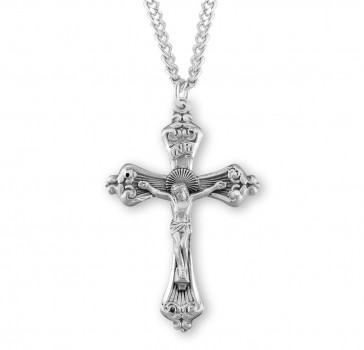 Baroque Scroll Tipped Sterling Silver Crucifix 