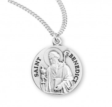 Saint Benedict Round Sterling Silver Medal 