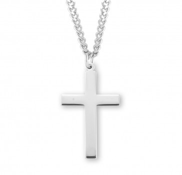 Sterling Silver 1-3/8" Plain Cross w/24" Ch-Bxd