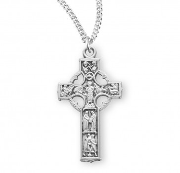 Sterling Silver Medium Celtic Cross-*18" Ch-Bxd