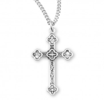 Sterling Silver Crown of Thorns Cross with Holy Spirit Center, 1-1/2" on 20" Ch-Bxd