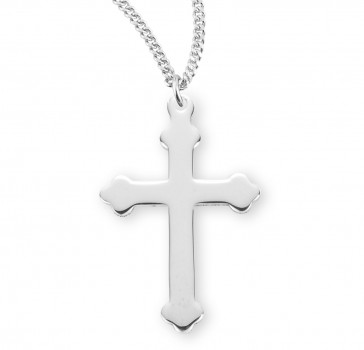 Sterling Silver Fancy Plain Cross 18" Ch-Bxd