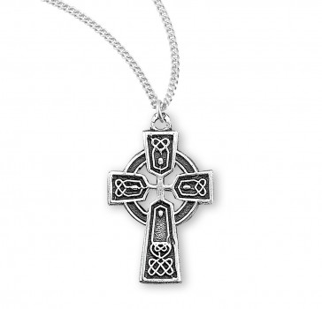 Sterling Silver Irish Celtic Cross 13" Ch-Bxd