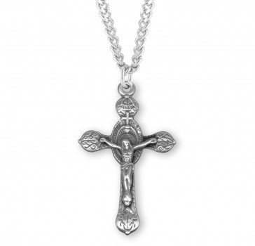 Sterling Silver Crucifix in Monstrance Style on 24" Ch-Bxd