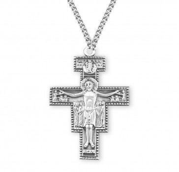 Sterling Silver Large San Damiano Cross 27" Ch-Bxd