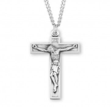 Sterling Silver 1 Piece Short Top Crucifix-*24" Ch-Bxd