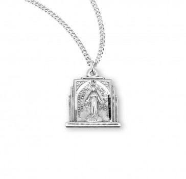 Sterling Silver Multi-Step Art Deco Style Miraculous Medal w/18" Ch-Bxd