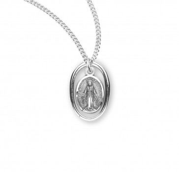 Sterling Silver Oval Miraculous Medal