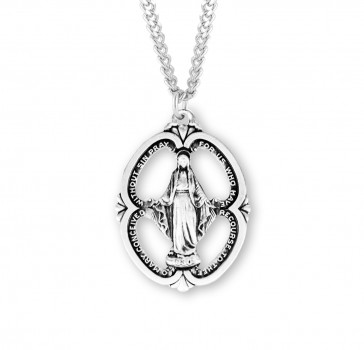 Sterling Silver 1-1/4" Miraculous Medal w/24" Ch-Bxd