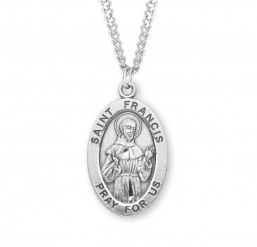 Sterling Silver Lg Oval St Francis-*24" Ch-Bxd