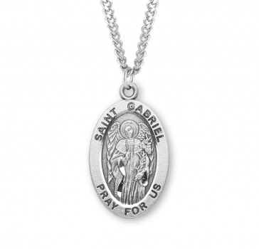 Sterling Silver Lg Oval St Gabriel-*24" Ch-Bxd