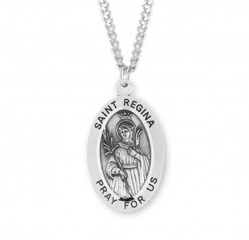 Sterling Silver Lg Oval St Regina *24" Ch-Bxd