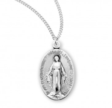 Sterling Silver Oval Miraculous Medal, w/18" Ch-Bxd