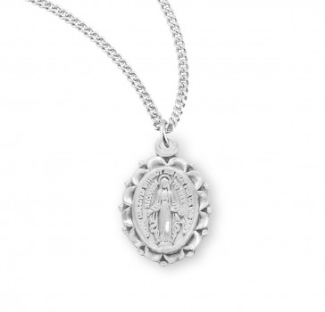 Sterling Silver Oval Miraculous Medal 