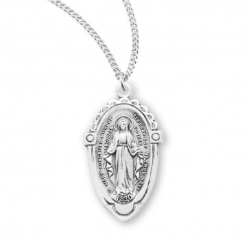Sterling Silver Oval Miraculous 18" Ch-Bxd