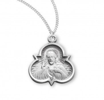 Sterling Silver Scapular Sacred Heart of Jesus 