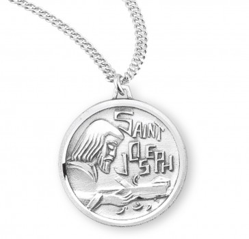 Saint Joseph the Worker Round Sterling Silver Medal 