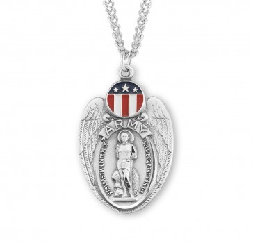 Saint Sebastian Sterling Silver Army Shield Medal