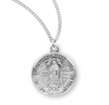 Sterling Silver Round O.L of Guadalupe- 18" Ch-Bxd