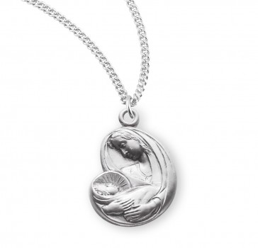 Sterling Silver Mother and Child Medal on an 18" Ch-Bxd