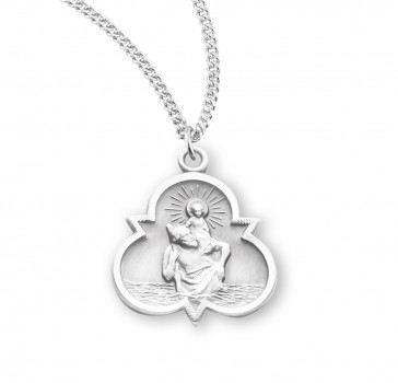 Sterling Silver Trinity St. Christopher-18" Ch-Bxd