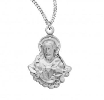 Sterling Silver Scapular Sacred Heart of Jesus Medal 