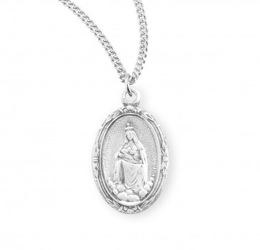 3/4" x 1/2" English Version  Sterling Silver Oval St. Laleche Medal on an18" Ch-Bxd