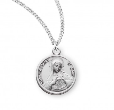 Sterling Silver Round Immaculate Heart of Mary - *18" Ch-Bxd