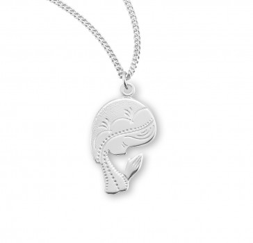 Sterling Silver Contemporary Praying Madonna Bust w/18" Ch-Bxd