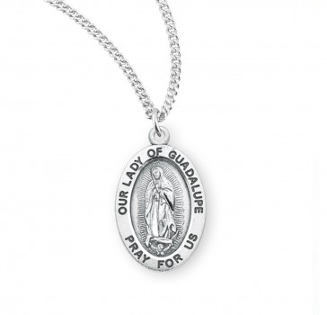 Sterling Silver Oval O.L. Guadalupe W/18" Ch-Bxd