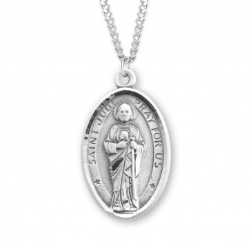 Sterling Silver Oval St. Jude Medal-*20" Ch-Bxd