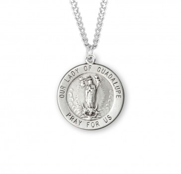 1-1/8" Round Our Lady of Guadalupe Medal on a 24" Ch-Bxd