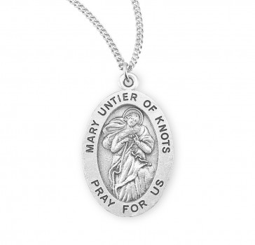 Sterling Silver Mary Untier of Knots Medal-*18" Ch-Bxd
