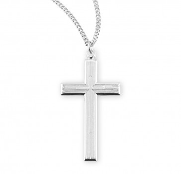 Sterling Silver Cross w/Inlayed Cross High Polished Rhodium Plated-18" Ch-Bxd