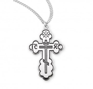 Sterling Silver Med.Orthodox Cross-*20" Ch-Bxd