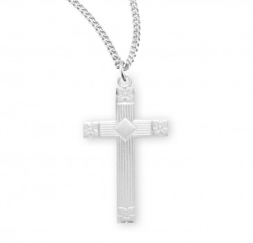Sterling Silver Med. Fancy Cross - 18" Ch-Bxd