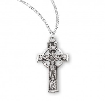 Sterling Silver Small Celtic Crucifix -18" Ch-Bxd