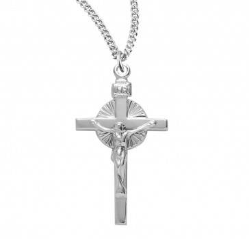 Sun Burst Sterling Silver Crucifix