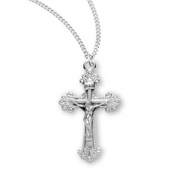 Fancy Engraved Sterling Silver Crucifix