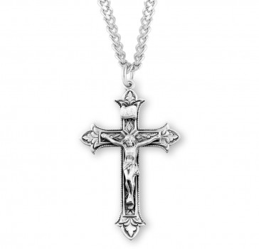 1-9/16" Sterling Silver Fluer de lis Tip crucifix on a 24" Ch-Bxd