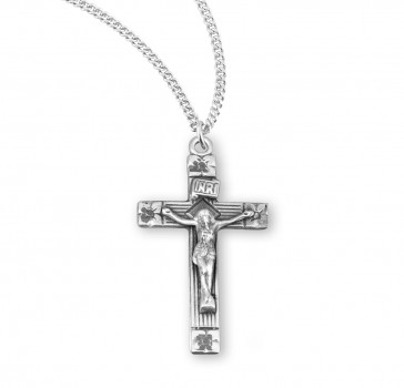  Flower Tipped Sterling Silver Crucifix