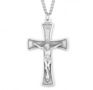Medium Sterling Silver Ornate Crucifix-* 20" Ch-Bxd