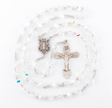 Aurora Helix Shape Finest Austrian Crystal Sterling Silver Rosary