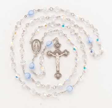 Finest Austrian Crystal and Murano Glass Sterling Silver Rosary 
