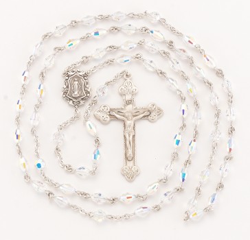 Aurora Oval Finest Austrian Crystal Sterling Silver Rosary