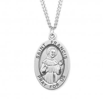Sterling St. Francis Medal Size 8-*24" Ch-Bxd